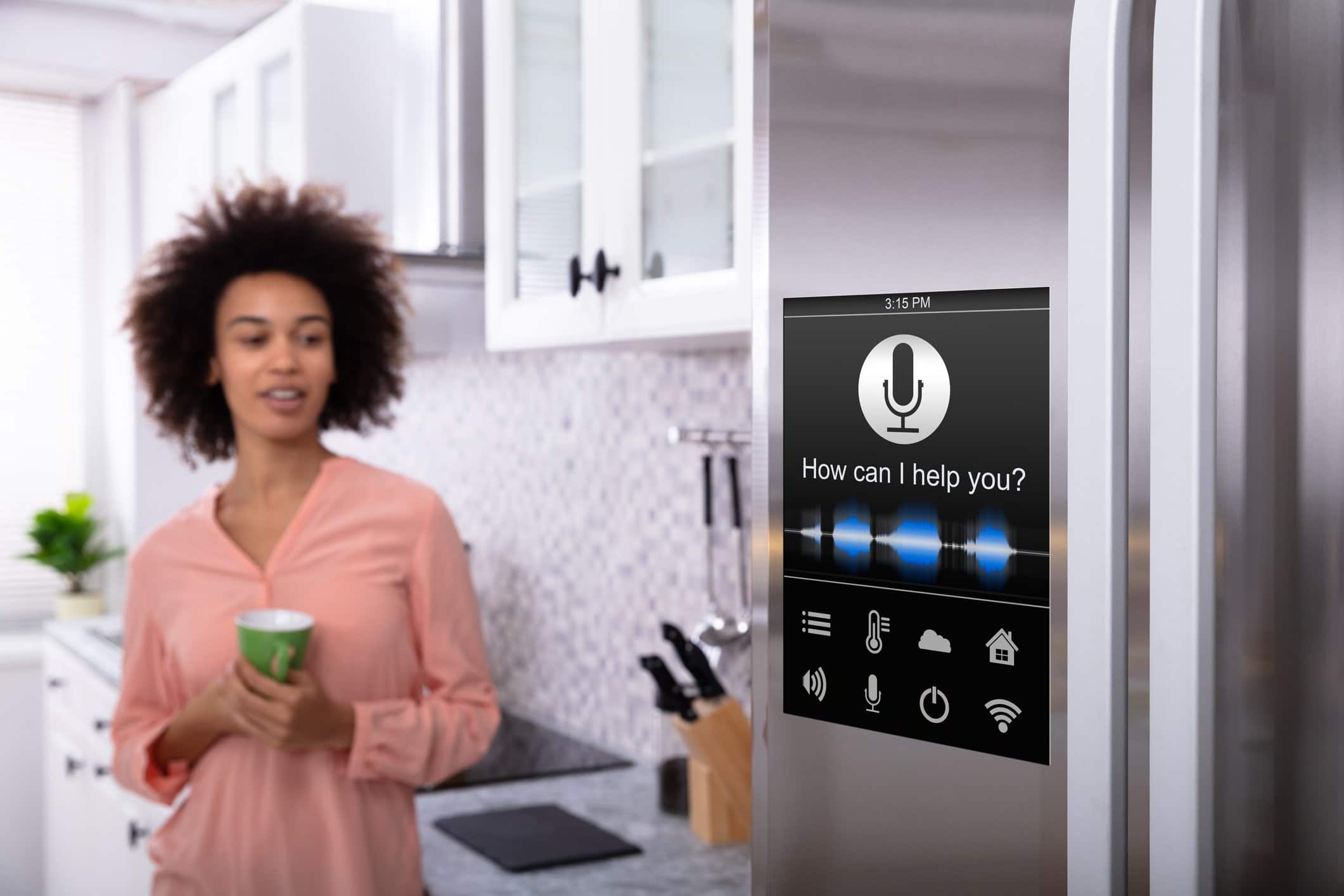 Voice control young woman